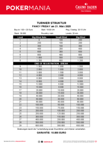 Turnierstruktur Pokermania 21.3.25