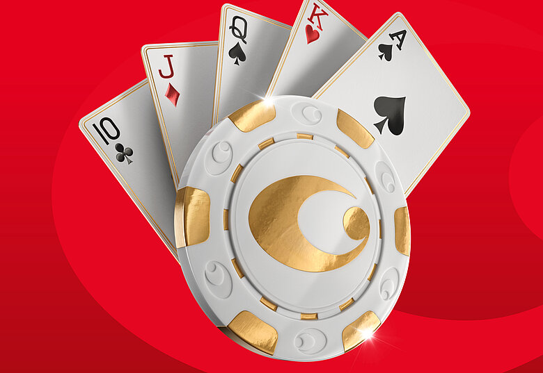 Poker Logo auf rotem Hintergrund