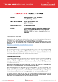 Teilnahmebedingungen Competition Tuesday November 2024