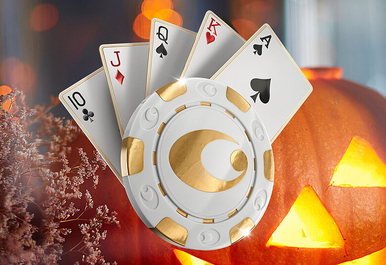 Pokerlogo mit Halloween Kürbis