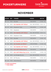 Casino Bregenz Turnierplan November Poker Deutsch 